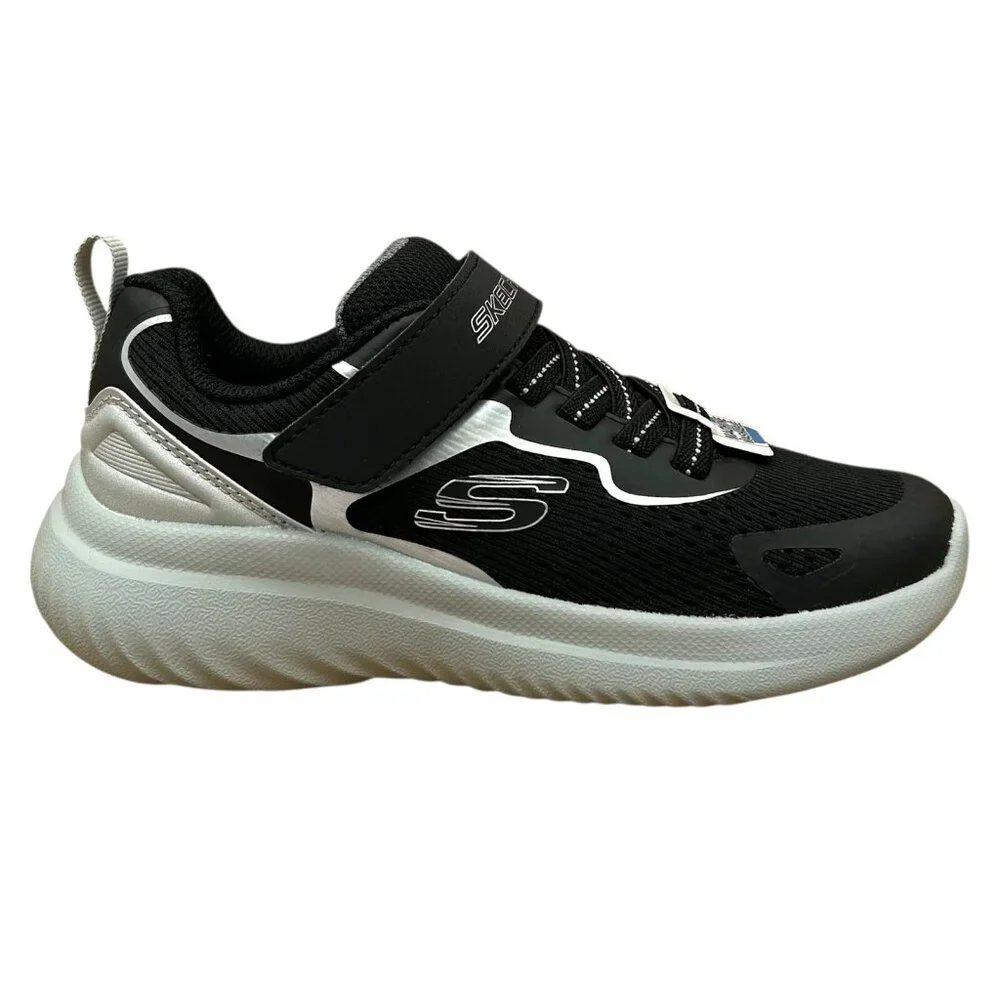 Skechers Youth Boys Athletic Slip-on Sneaker Size 1 Black Gray Lightweight Shoes